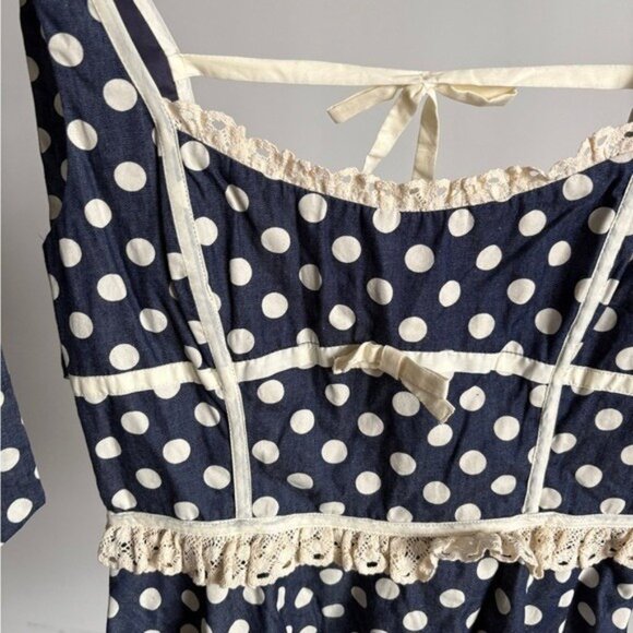 $229 Blue NWOT For Love And Lemons “Dolly” Dot Mini Dress Sz Small - Picture 7 of 16